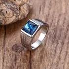 Мужские кольца из нержавеющей стали с синим фианитом, модное ювелирное изделие, обручальное кольцо anel masculino bague