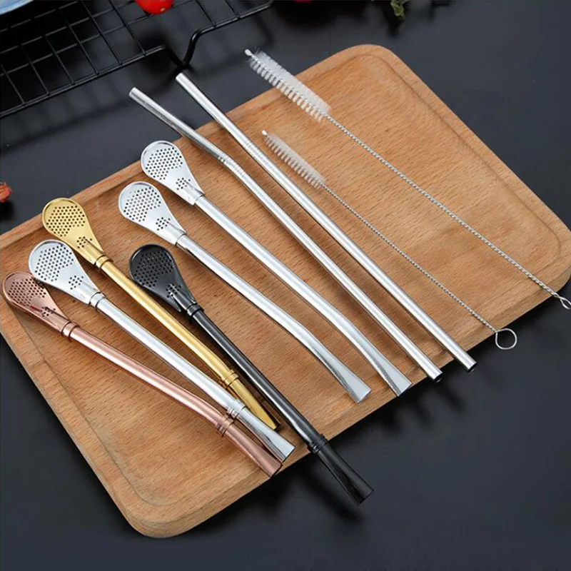 CTREE креативные металлические соломинки для питья ложка из нержавеющей стали 304