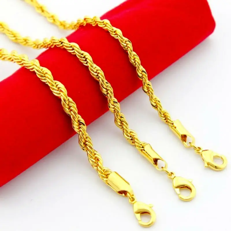 Модное мужское ожерелье из желтого золота 24 к с искусственными звеньями Мужская