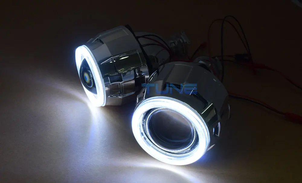 Обновленный 8,0 линзы в фаре мини 2,5 ''HID Биксенон проектор Объектив светодиодный COB DRL Ангел Дьявол глаза Halo H1 H4 H7 налобный фонарь DIY