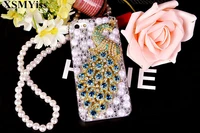 luxury bling peacock rhinestone diamond pearl phone case for samsungs6 s7 s8 s9 s10 s20 s21 plus lite note5 8 9 10 20 soft case