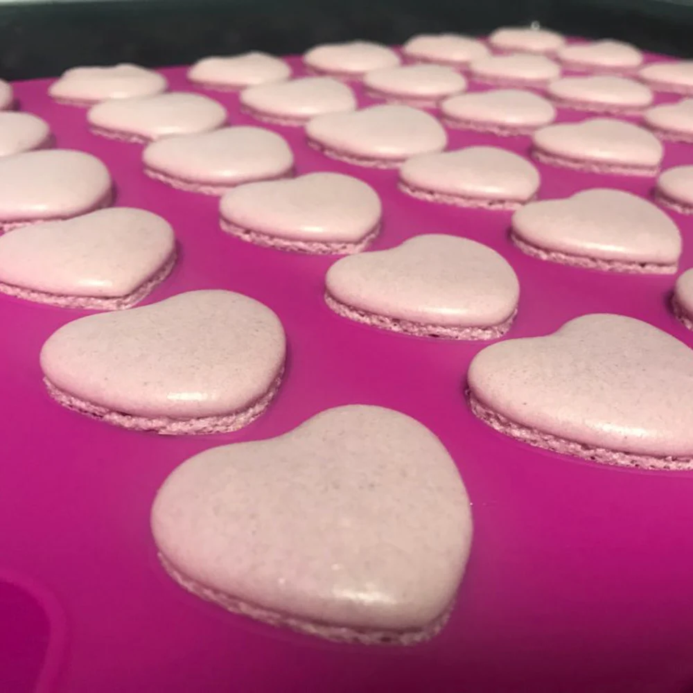 Силиконовая форма для выпечки 42 сердца Форма мгновенной проявки Macaroon Пресс-Формы для кексов, печь для выпечки кассетного торт выпечка, Макарон коврик вафельница