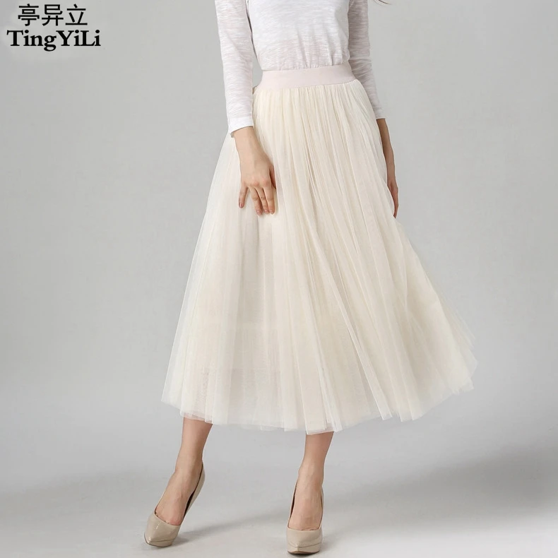 TingYiLi/длинная фатиновая юбка коллекция 2016 года сезон весна-лето Длинная женская