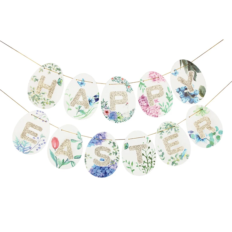 Баннер золотистый блестящий в форме яйца 2 компл./лот | Дом и сад