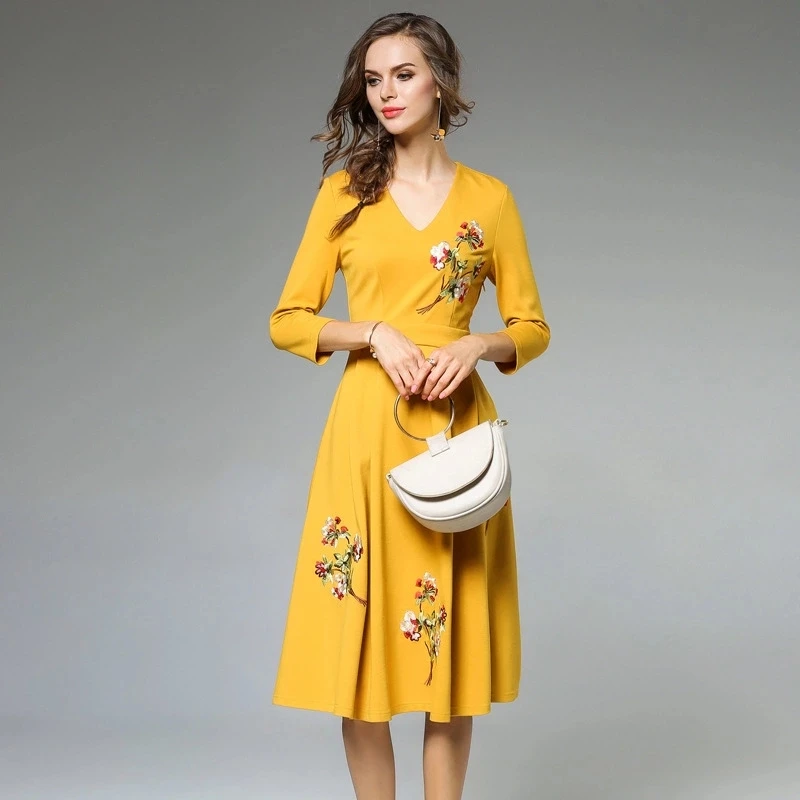 Для женщин сексуальное платье 2018 Новинка весны модные Винтаж цветочный Вышивка