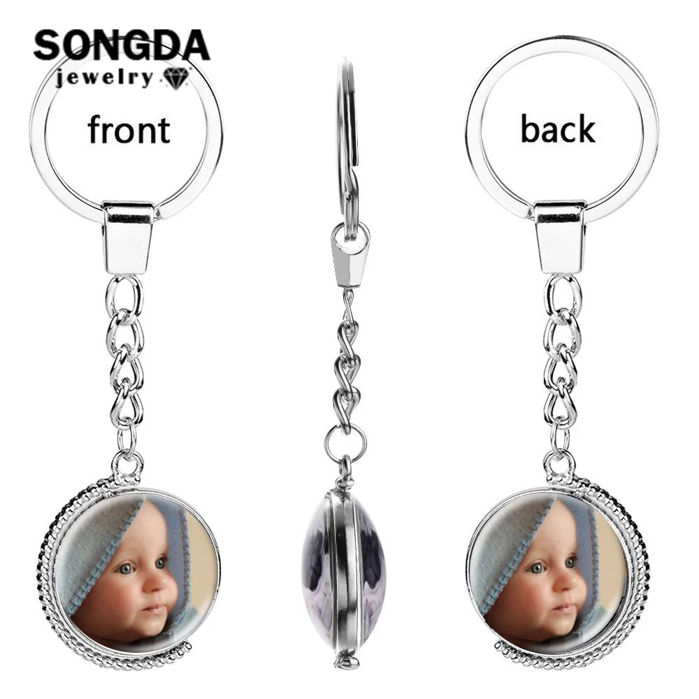 

Персонализированный вращающийся двусторонний брелок для ключей SONGDA, фотография члена семьи/ваше имя/Модный логотип/любовника, пары, подаро...