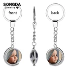 Персонализированный вращающийся двусторонний брелок для ключей SONGDA, фотография члена семьиваше имяМодный логотиплюбовника, пары, подарок на заказ