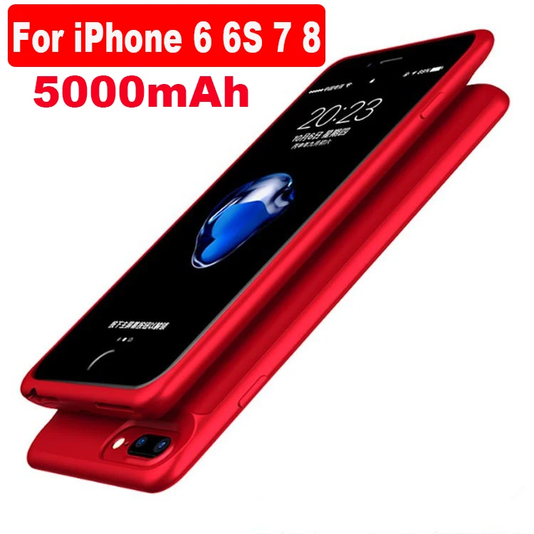 Battery Case 5000/7000mah For iphone 6 Plus 6s 7 8 Plus Power Bank Charing Case For iphone 6 6s 7 8 Battery Cases Charger - Цвет: For 6 6S 7 8-Red