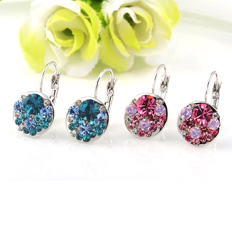 BOAKO Bijoux цветок красочные кристалл серьги гвоздики для женщин модные вечерние AAA циркон серьги Brinco Свадебные украшения Z3