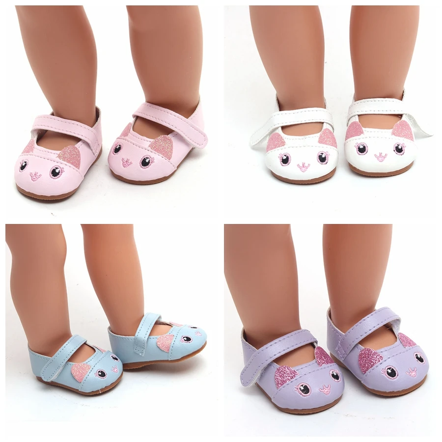 

Fashion Leather Shoes Fits 18 Inch Doll 43CM Dolls Baby Doll DIY Shoes For 40cm 38cm Baby Doll Accessories Girl Gift