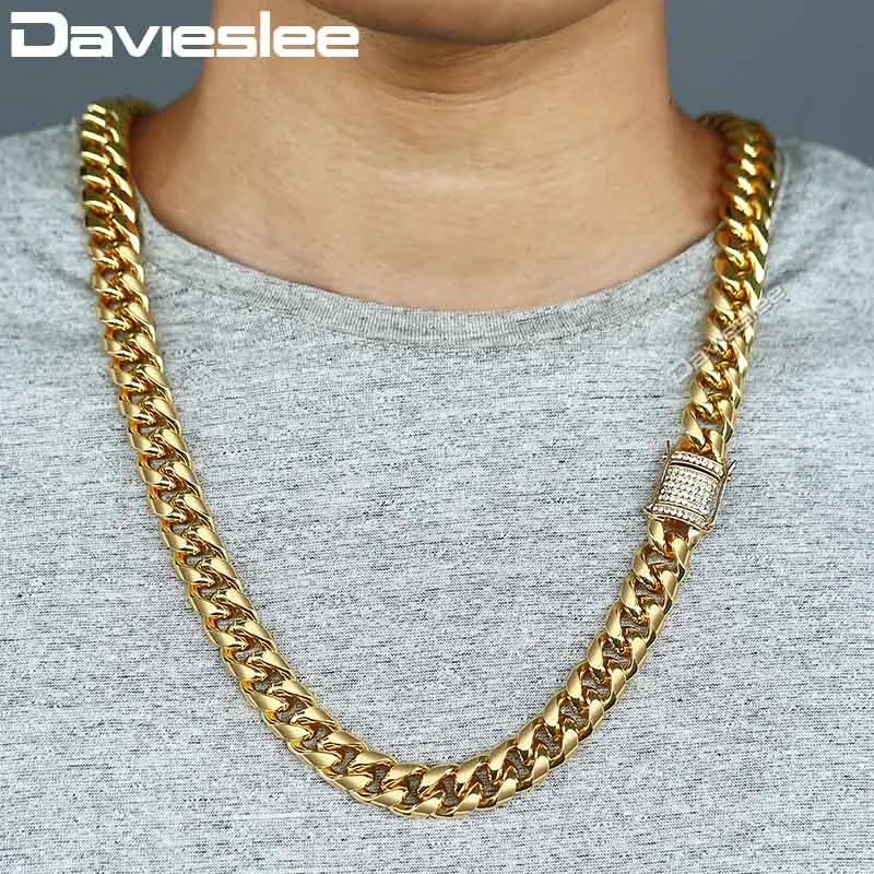 Davieslee Майами кубинские панцирные звенья бриллианты CZ золотые ожерелья модные