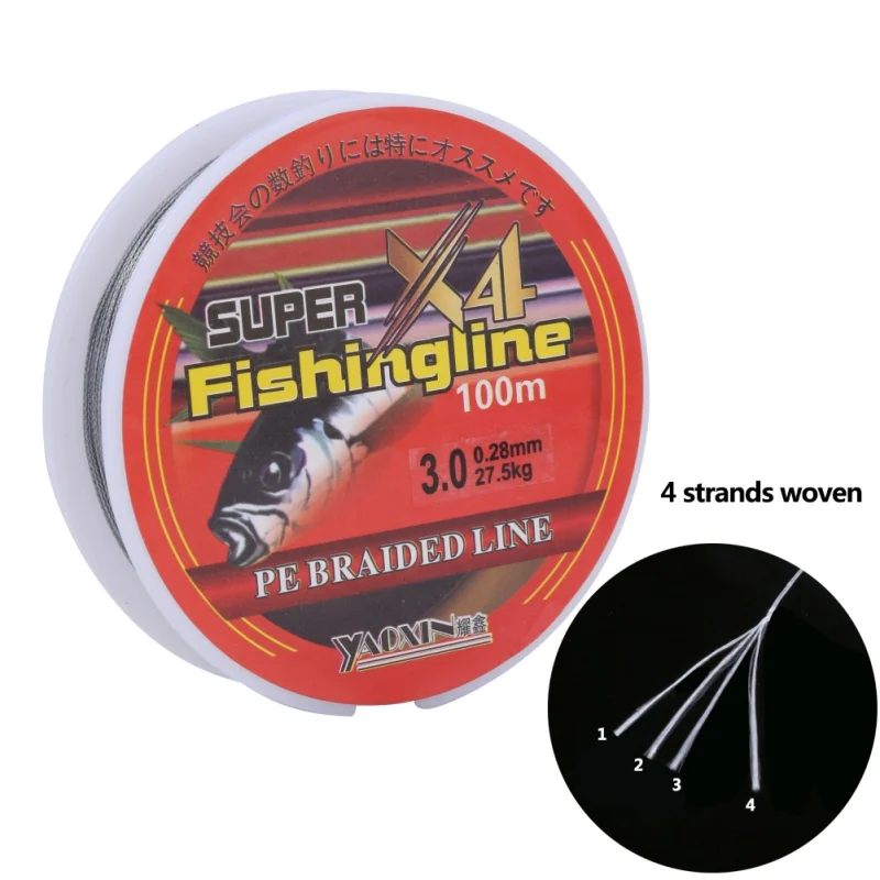 Рыболовная леска 4 пряди 0 10 ~ 50 мм 6-60 анг. Фунт. прочная плетеная полиэтиленовая