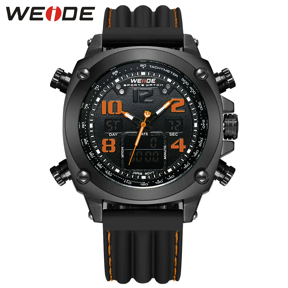 WEIDE Элитный бренд Для мужчин Спортивные часы кварцевые Светодиодные Военная Униформа Открытый Повседневное