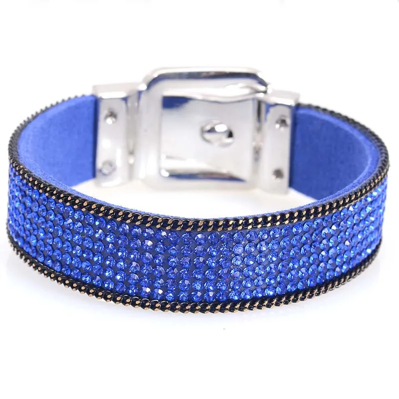 Miasol бутик Кристалл Магнитный кожаный браслет с полным горным хрусталем Bling Магнитная плёнка Chram браслеты роскошный браслет