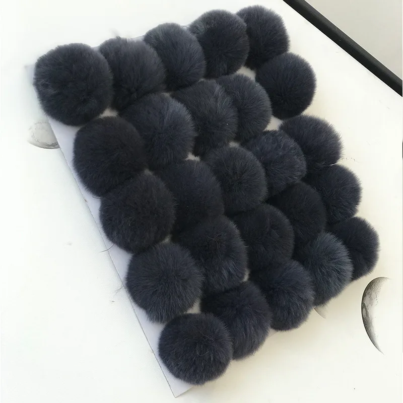 25pcs a lot wholesale 6cm real rex rabbit pom pom fur ball DIY accessories hat glove hair key chain party accessories fluffy fur