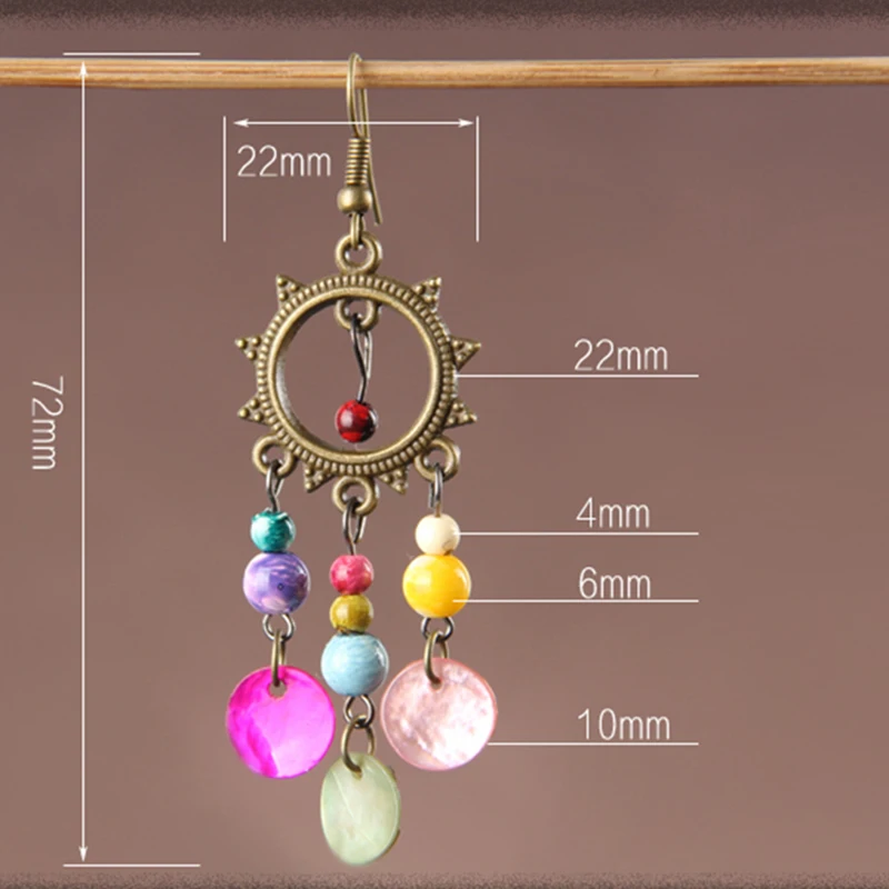 Деревянные серьги в виде цветов подсолнечника национальном стиле женские