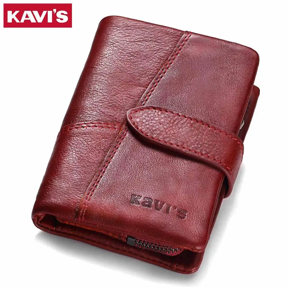 Red M Бренд KAVIS, мужские кошельки из натуральной кожи, роскошные кредитные карты, кошелек для монет, мужской маленький Walet Portomonee Rfid, Мини Портфель Perse - Цвет: Red M