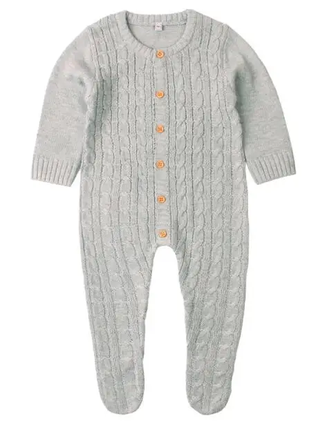 82W353 gray Детские комбинезоны для новорожденных; коллекция года; сезон весна; комбинезоны с длинными рукавами для маленьких девочек; комбинезоны; Хлопковые вязаные детские костюмы для мальчиков; один предмет - Цвет: 82W353 gray