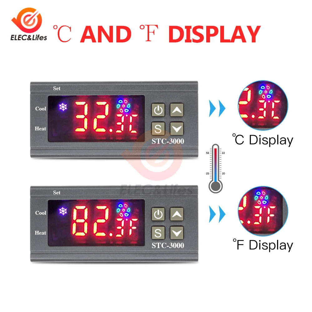 AC 110V 220V 10A STC 3000 LCD цифровой регулятор температуры Термостат Регулятор охладитель