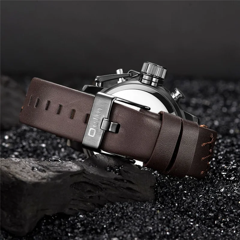 

OULM Mens Watches Top Brand Luxury Waterproof 24 Hour Date Quartz Watch Man Leather Sport Wrist Watch Men Waterproof Clock