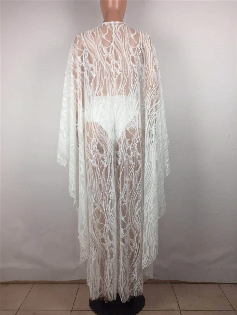 Женское вечернее платье накидка Adogirl прозрачное кружевное с рукавом летучая мышь