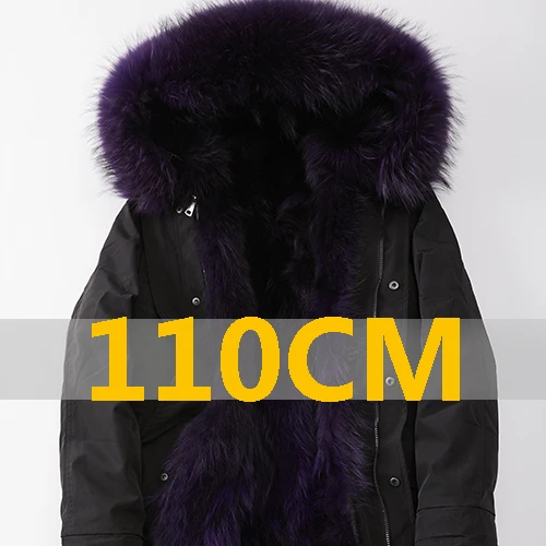 purple fur 110cm Maylofuer Шуба из меха енота и лисы Парка зимняя куртка Пальто для женщин Куртка из натурального меха енота Натуральный мех лисы из меха норки - Цвет: purple fur 110cm
