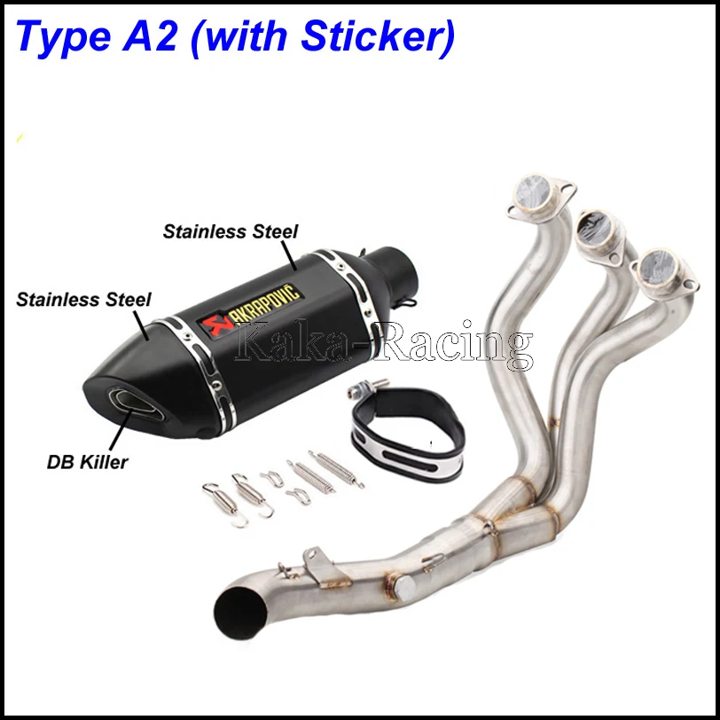 Type A2(sticker) MT09 FZ09 мотоциклетная выхлопная система без шнуровки Модифицированная труба Akrapovic глушитель из углеродного волокна для Yamaha MT-09 FZ-09 - Цвет: Type A2(sticker)