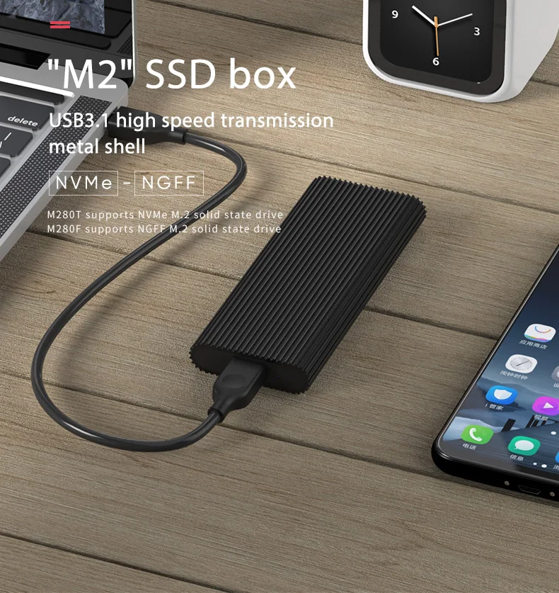Blueendless M.2 портативный корпус жесткого диска ssd type c usb 3,1 высокоскоростной корпус жесткого диска черный алюминиевый hdd caddy