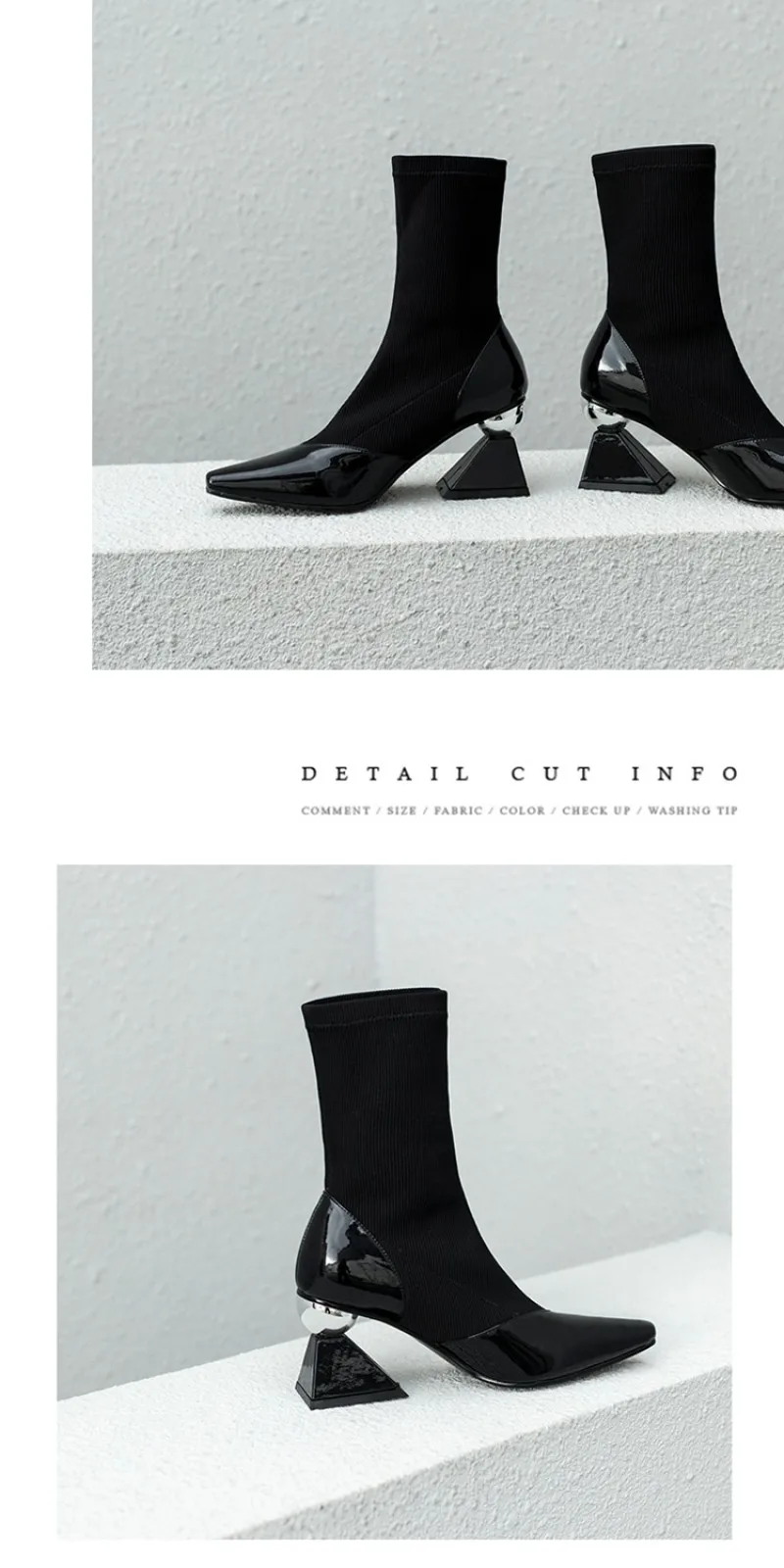 Женские короткие зимние ботинки абрикосового цвета; эластичные женские ботиночки с острым носком из эластичной ткани; Botines Mujer; коллекция года; черные кожаные ботинки
