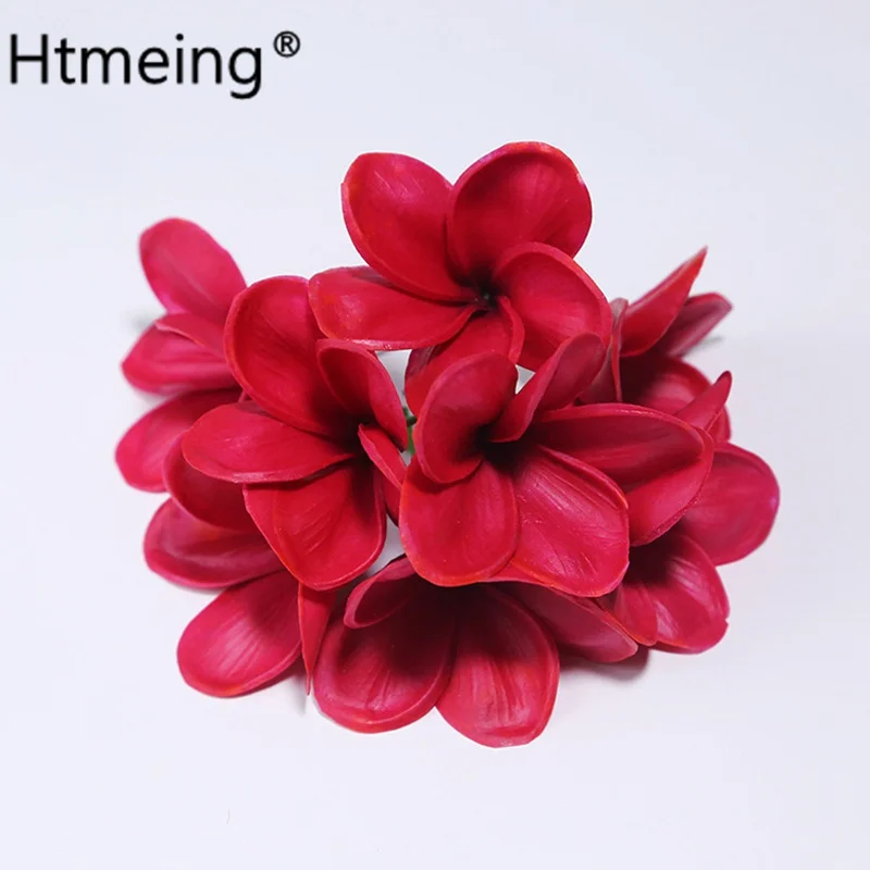 wine red PU Плюмерия стебли натуральные реальные цветы для DIY украшения торта Шелковый Свадебный букет центральный - Цвет: wine red
