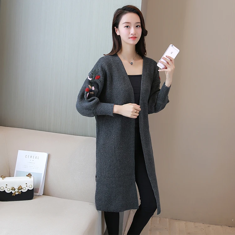 Женский длинный свитер кардиган модный Осень-зима рукав свободный толстый
