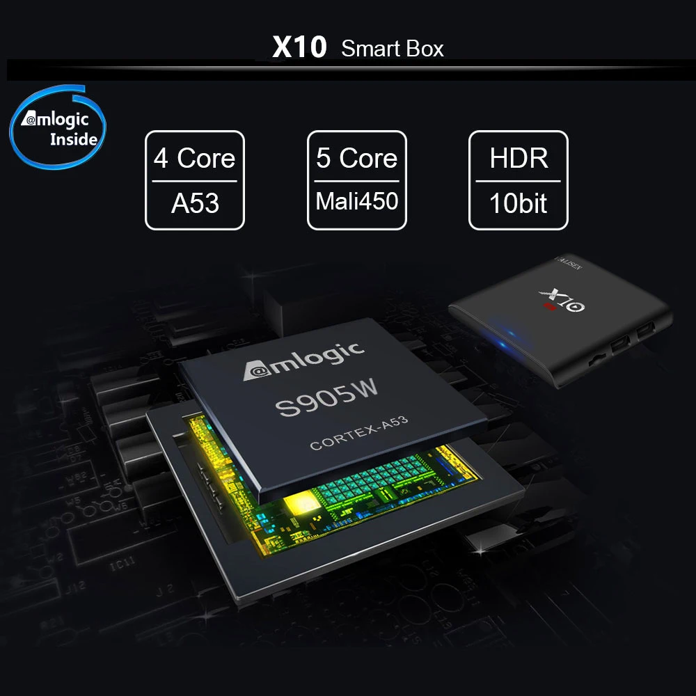 Приставка Смарт ТВ X10 Android 7 1 2 + 16 ГБ 4K HD Amlogic S905W 4 ядра Wi Fi ГГц|smart tv box|tv box 2gbtv |