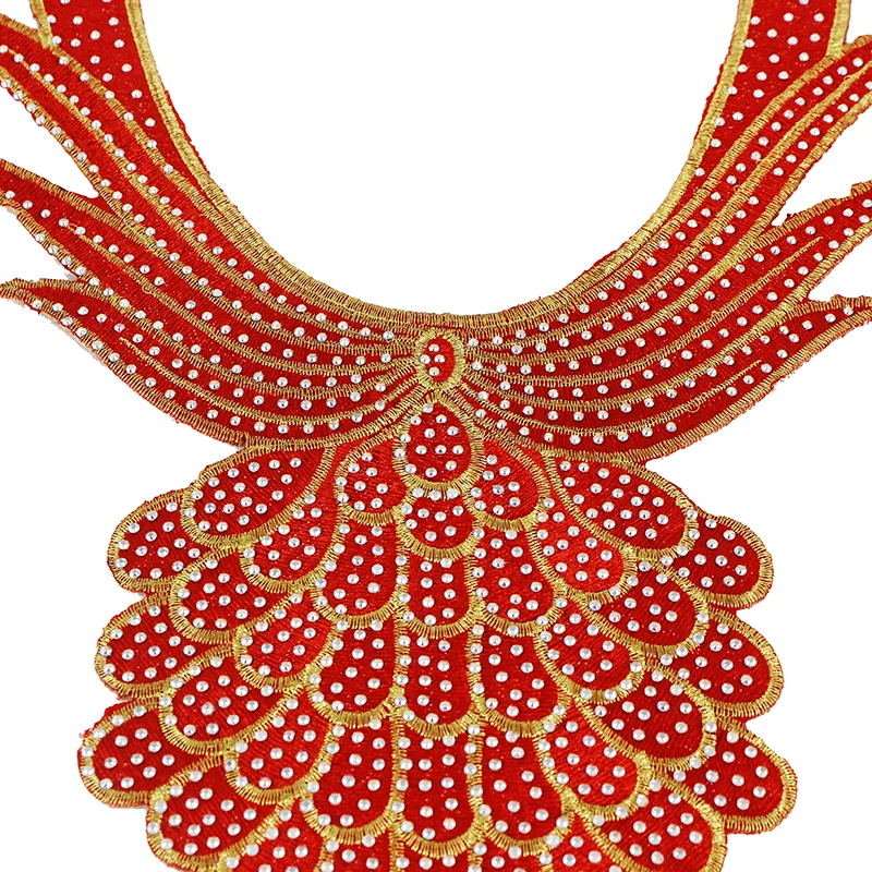 5 шт. украшенные красными бусинами стразы вырез горловины искусственный узор