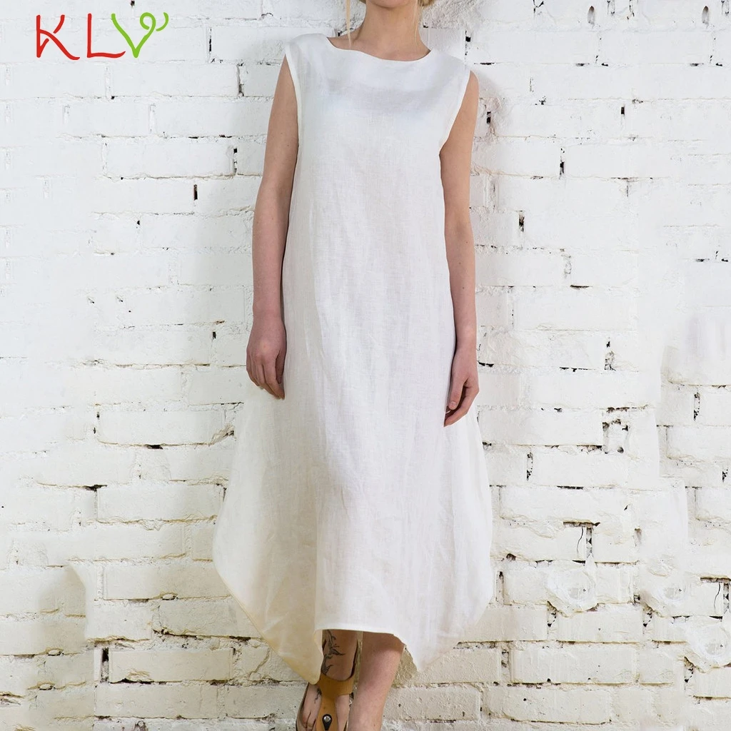 Женское асимметричное винтажное платье Повседневные Вечерние платья из хлопка и