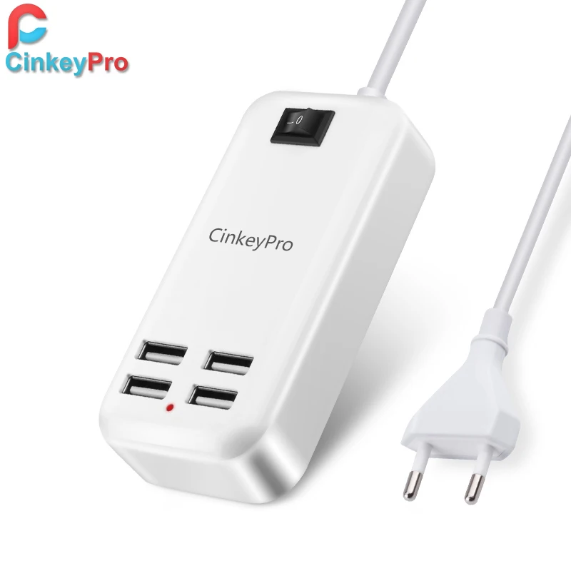 Cinkeypro 4-Порты настольный USB Зарядное устройство сетевой адаптер 1.5 м кабель мобильного телефона устройства 5 В 2A зарядки для iphone Samsung Универсальный - Тип штекера: 4 Ports