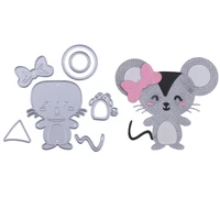 new cute lady mouse metal cutting dies stencil for diy scrapbooking photo album embossing paper cards decorative crafts 6 5cm