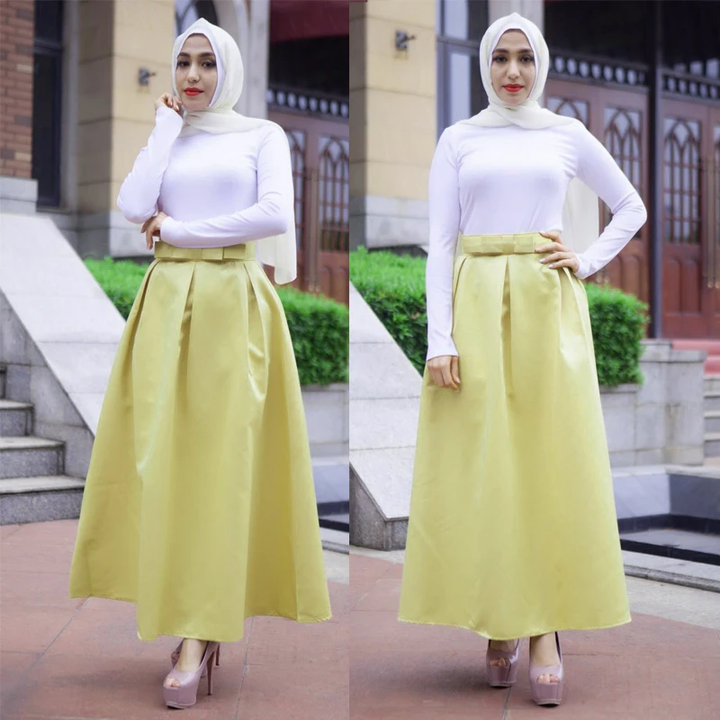 Турецкая юбка пачка для женщин ОАЭ Длинная летняя Рамадан однотонная длинная