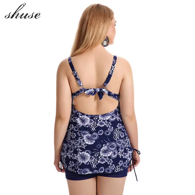 SHUSE, большой бюстгальтер, 10XL, два предмета, купальник для женщин, бандаж размера плюс, купальник для женщин, цветочный принт, Одноцветный, для больших женщин, пляжная одежда