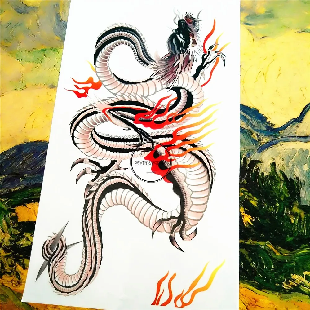 SHNAPIGN The Great Fire Dragon Временные татуировки боди-арт флэш тату наклейка s 17*10 см Водонепроницаемая мнимый автомобильный Стайлинг стикер на стену
