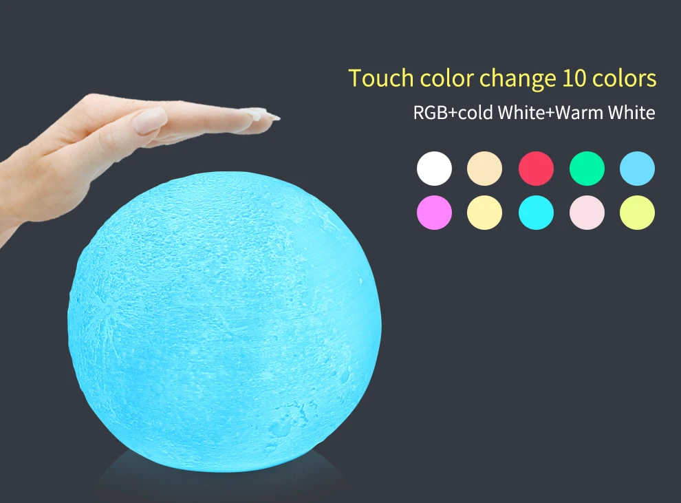 Moon shape WiFi умный стол, лампа, совместимая с Alexa, голосовое управление, ручной сенсорный светодиодный ночник, управление светом, светодиодный, бесплатное приложение