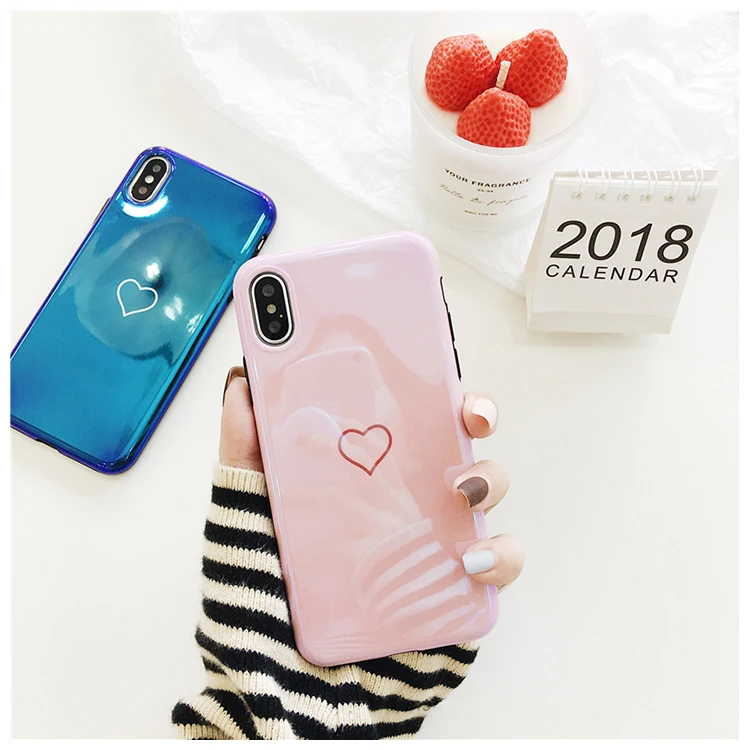 Модные blu-ray чехол для iphone х Симпатичные сердце любовь силиконовый 6 7 8 мультфильм