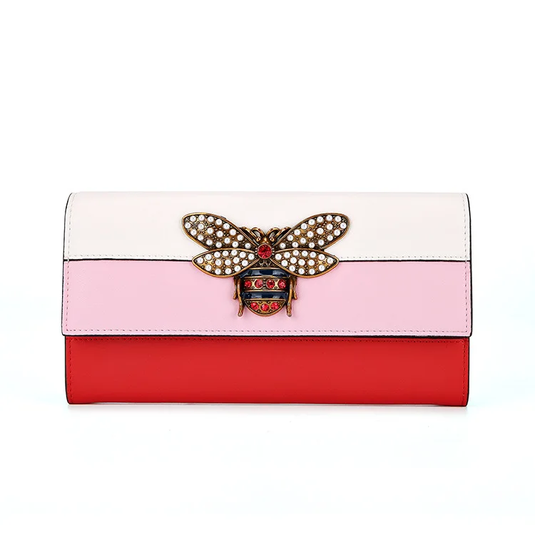 2019 Fashion Ladies Wallets Genuine Leather BEE Purses Women Clutch Patchwork Wallet Card Holder Cell Phone Pocket Pur | Багаж и сумки