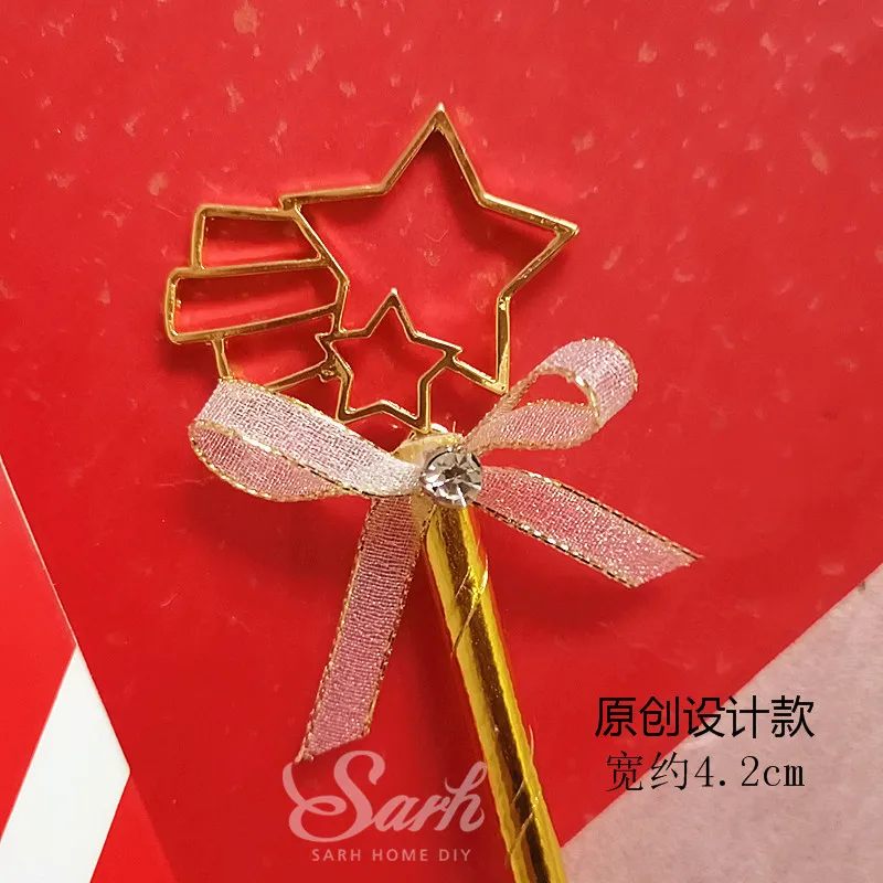 Новогодняя Золотая красная лента выдолбленный колокольчик звезда золотая рыбка