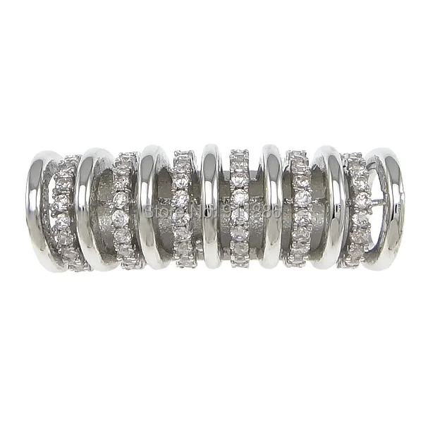 Бусины-Распорки серебристого цвета с микрозакрепкой из циркония кристалл волны