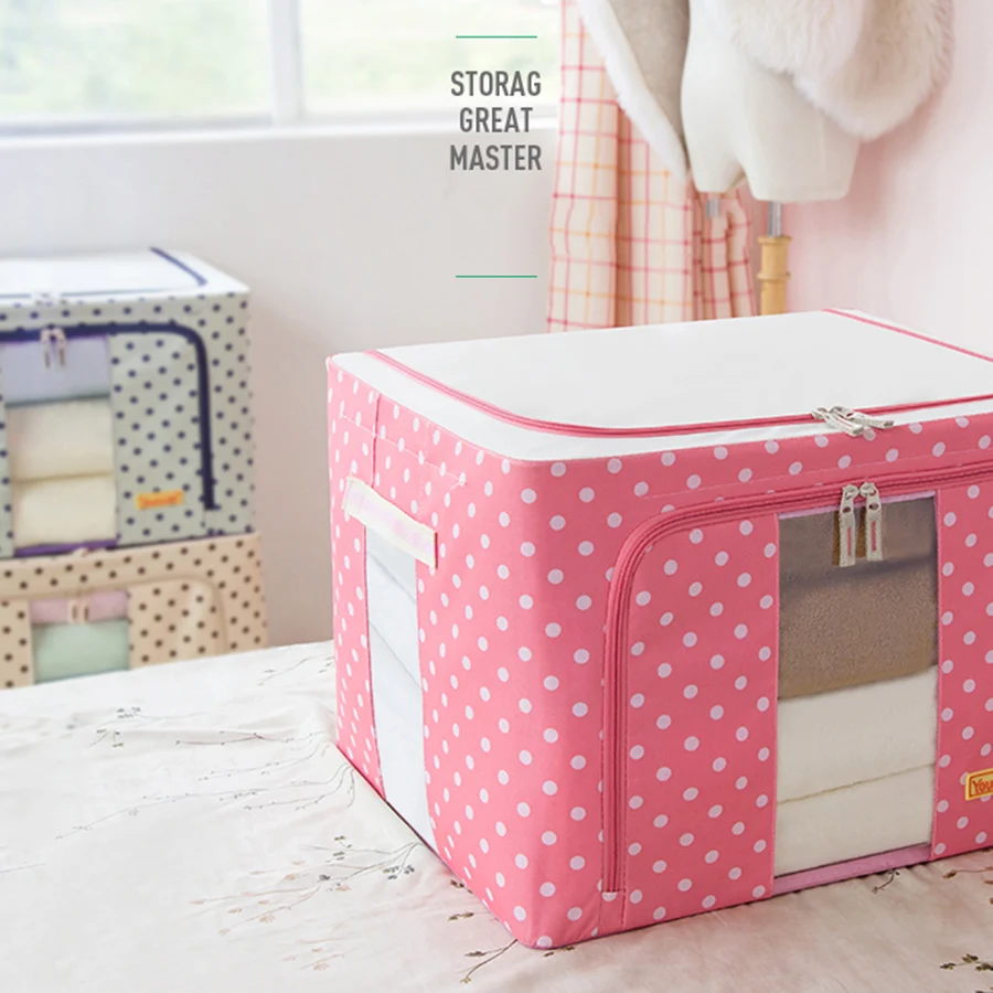 Ящик для хранения одежды синий розовый стальной каркас большая коробка игрушек