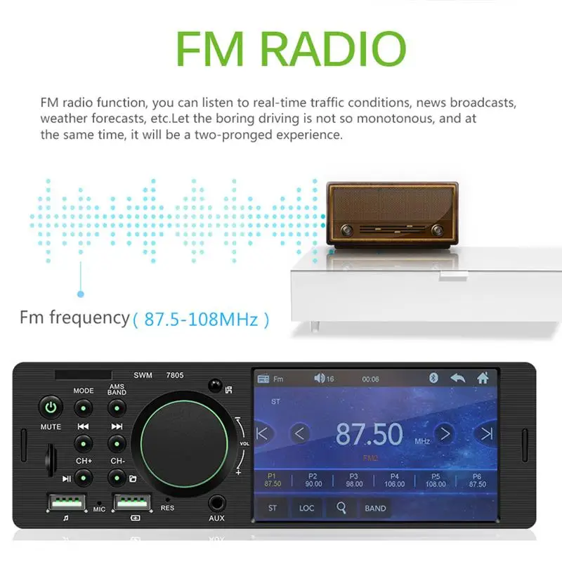 MP5 плеер автомобильный с сенсорным экраном 4 1 дюйма FM радио USB Bluetooth|MP4 и плееры для