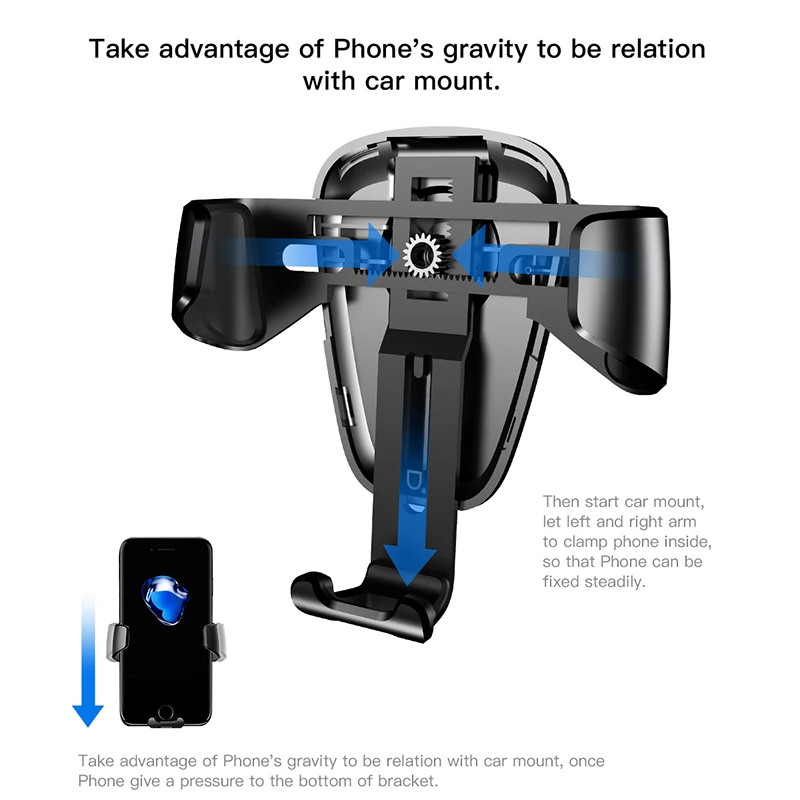 Автомобильный держатель для телефона Baseus для Apple iPhone 7 6 5S samsung Xiaomi Mi5, держатель для мобильного телефона, подставка, держатель на вентиляционное отверстие автомобиля, смартфон