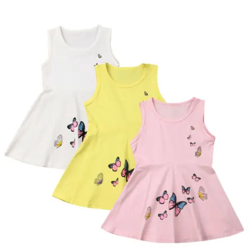 Платье для девочек платье с принтом в виде бабочки маленьких праздничные