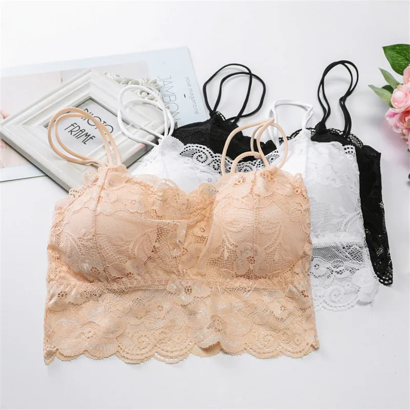 2018 Модный женский бюстгальтер без косточек женские кружевные майки на