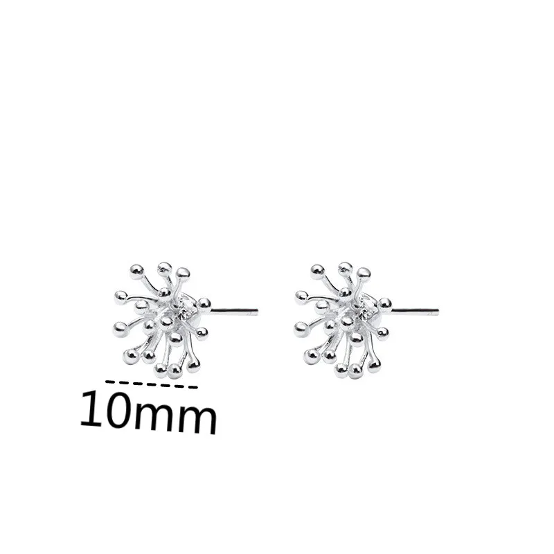 Женские серьги-гвоздики из серебра 100% пробы с одуванчиком | Украшения и